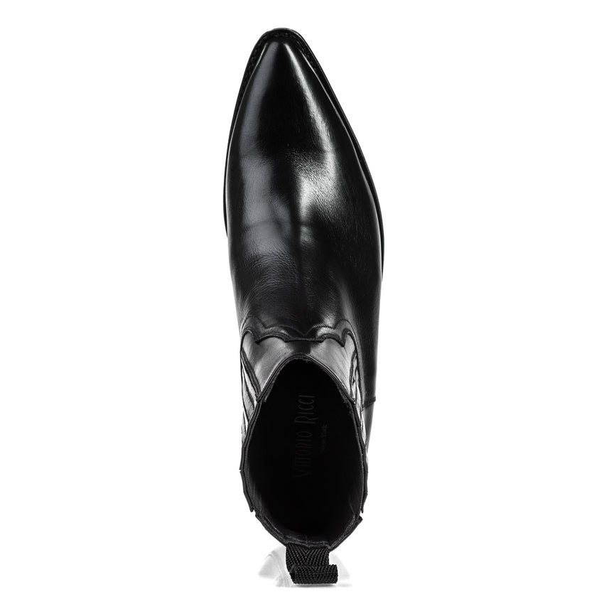 Mission 2 Black Calf Leather Finger-Gore Bootie