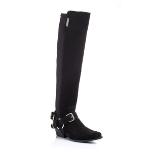 Manhattan 1.1 Black Calf Suede OTK Boot with Removable Harness